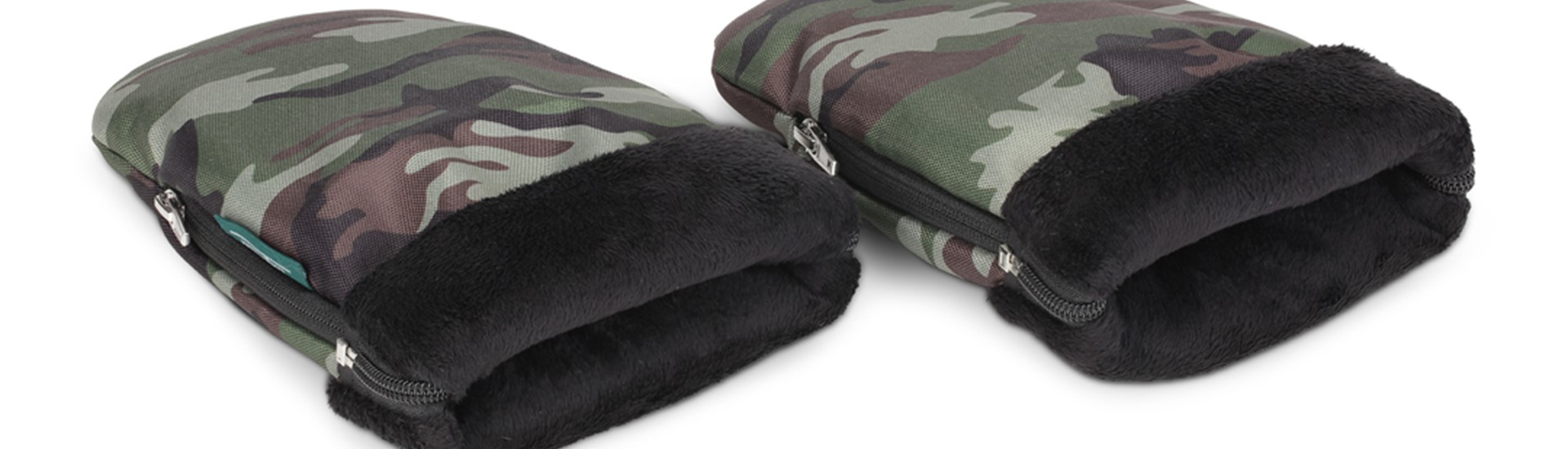 Østerbro handsker i camo (camouflage, army look) fra KongWalther, kendt fra løvens hule, handsker som sidder fast på styret. Set fra siden..jpg